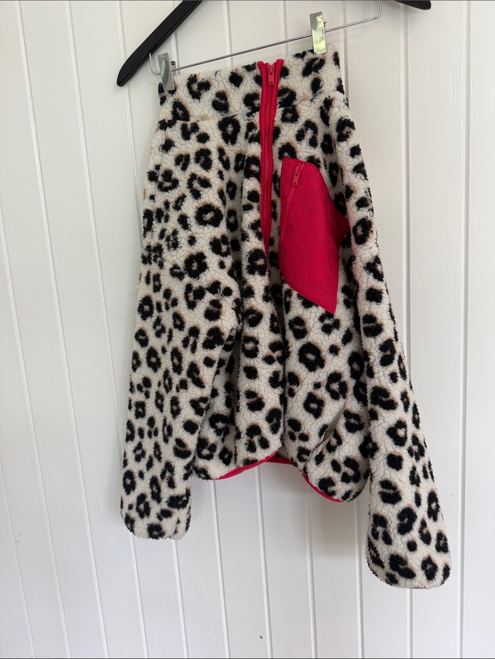 Kids Leopard Print Fleece Jacket with Pink Accents